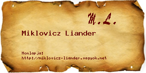 Miklovicz Liander névjegykártya